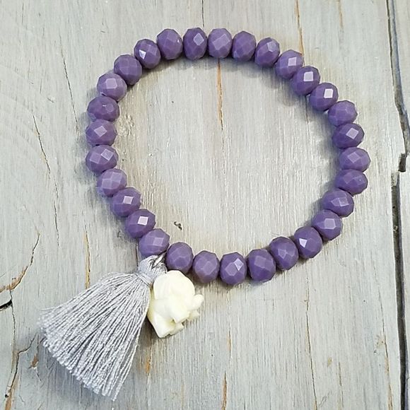 Jewelry - 3 for $10 Elephant purple tassel faceted bracelet